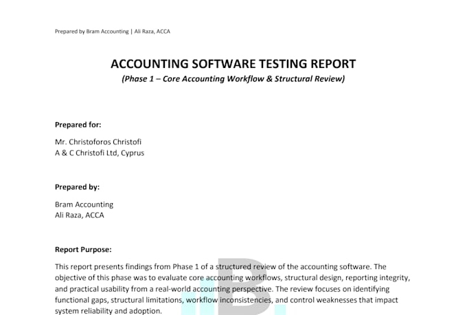 test accounting software and suggest workflow improvements
